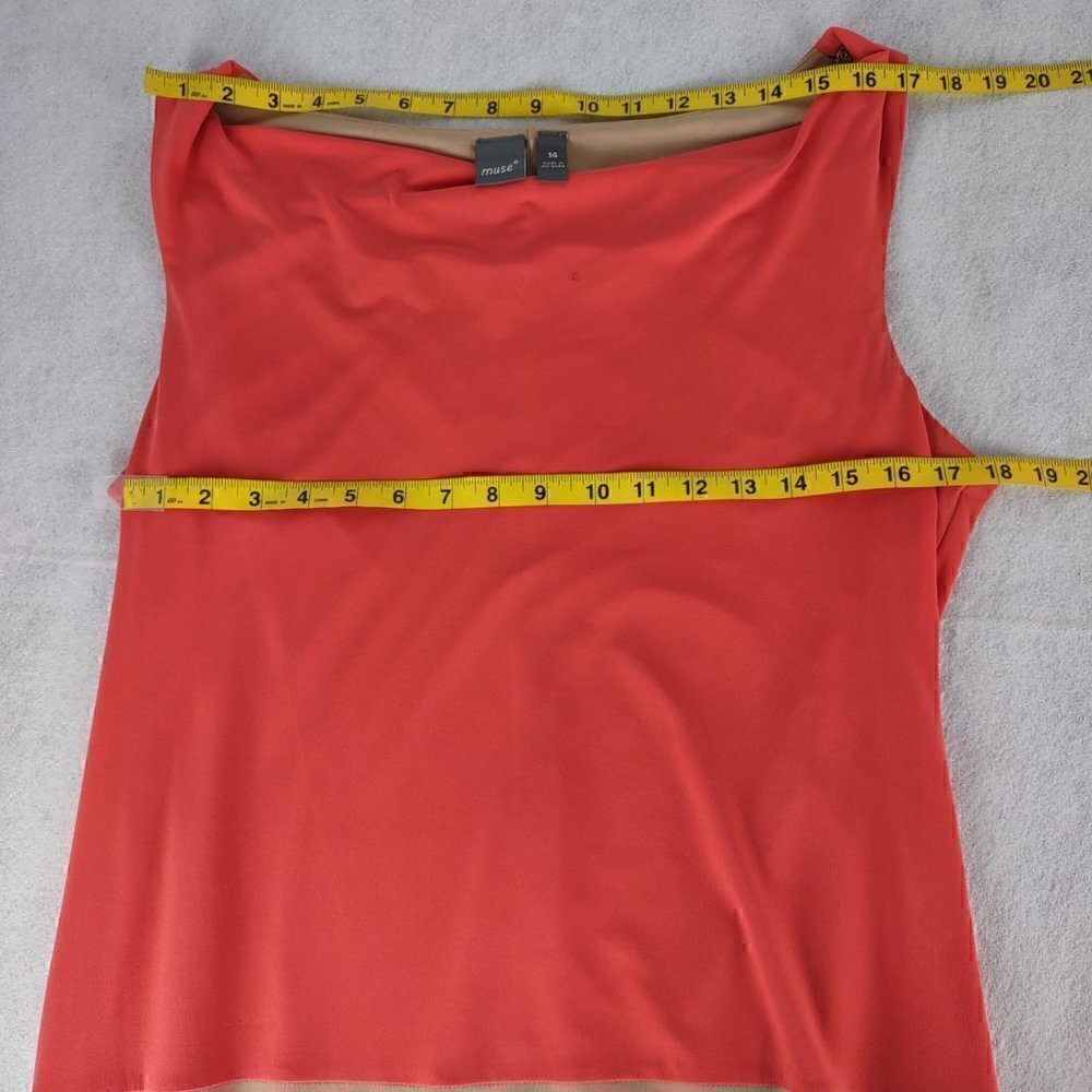Muse Women's, Coral, Nude, Black, Drape Neck Sleeveless Midi Dress Size 14 - Picture 7 of 10